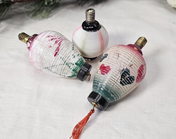 1910s-1940s Figural Milk Glass Chinese Lantern-inspired Christmas Light Bulb - Untested - Choose Your Favorite