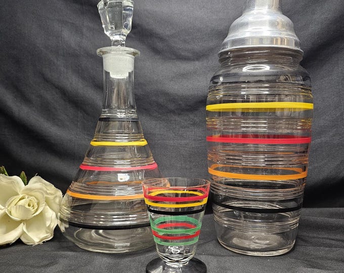 1930s Banded Rings Clear by Anchor Hocking Depression Glass Barware | Sold Separately