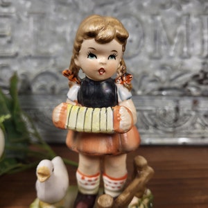 Vtg Hummel-style Arnart 5th Ave Girl Playing Accordion With Duck, 1960s ...