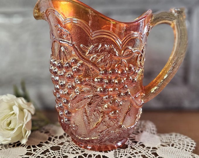 Depression Era Vintage Marigold Carnival (Orange) Pitcher by Imperial Glass-Ohio