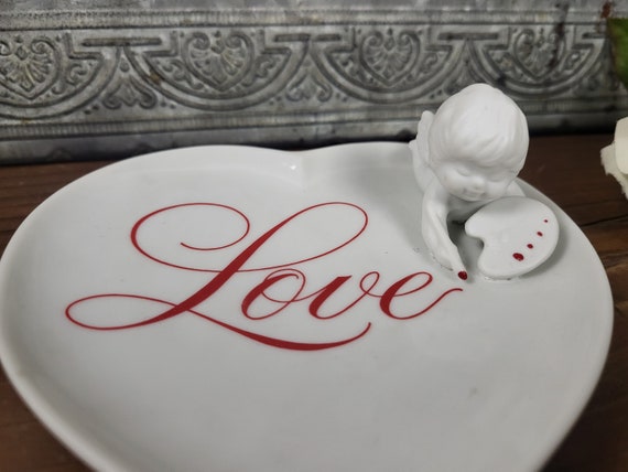 Avon 1984 ‘With Love’ Heart Trinket Dish with Cup… - image 2