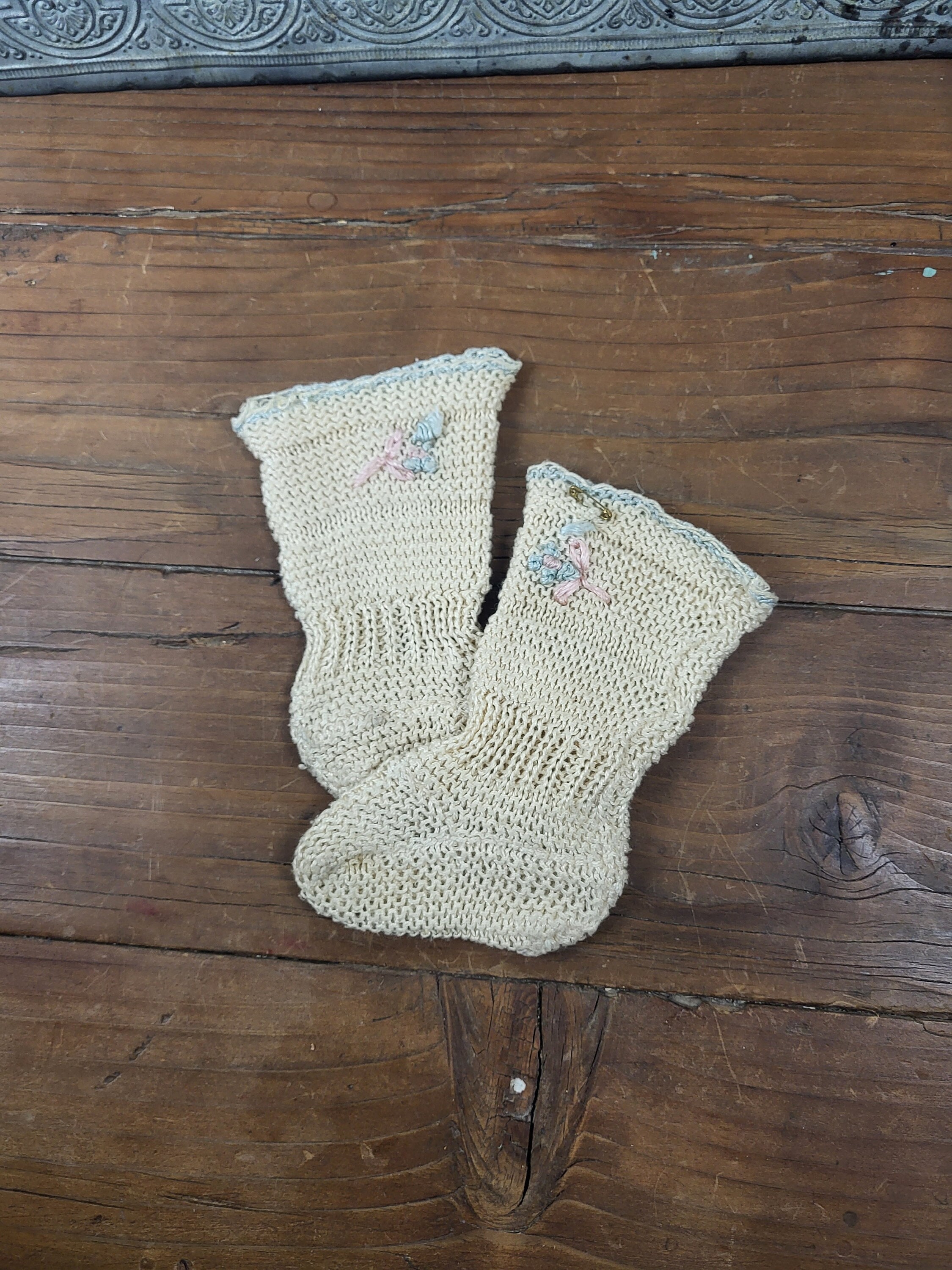 1920s vintage over the knee stockings, primitive knit socks in
