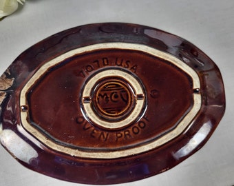 Vtg McCoy Pottery 7070 Oven Proof Brown Drip Oval Baker - Casserole Dish