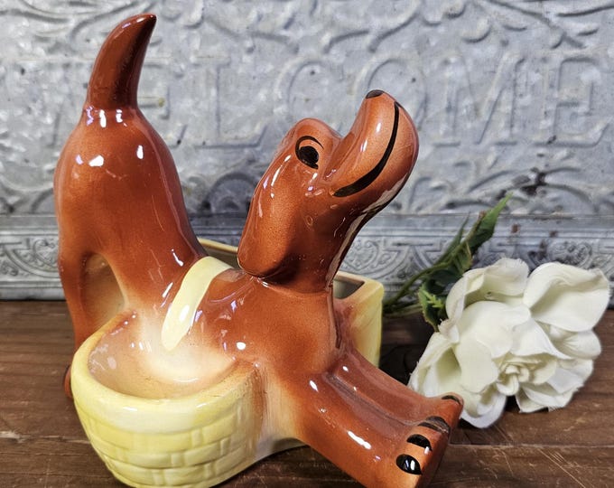 Vintage 1950s Downward Dog Rover -  Dachshund Dresser Caddy