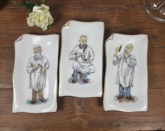 Vintage Set of 3 Hand Painted Rectangular Doctor Decorative Plaques by Candsrea