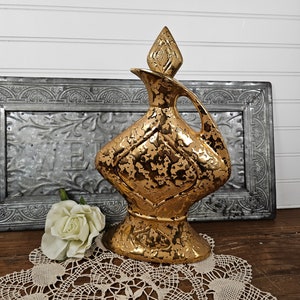 1964 Gold Jim Beam Whiskey Pitcher Decanter - Empty