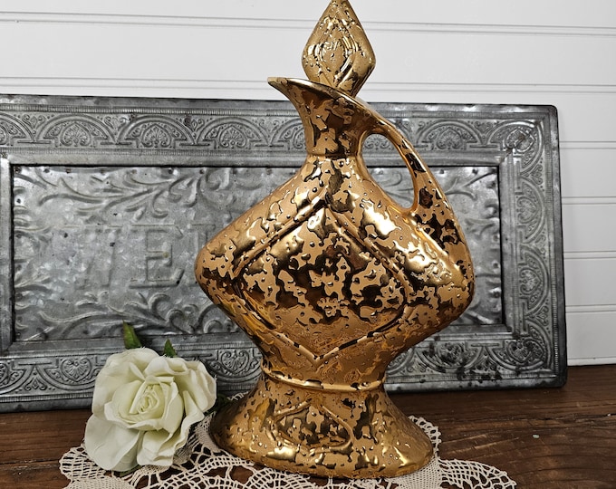 1964 Gold Jim Beam Whiskey Pitcher Decanter - Empty