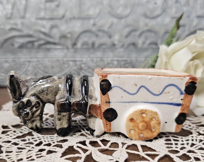 Ceramic Burro and Cart - Made in Occupied Japan
