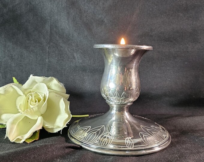 1930s Silver-plated Art Deco Candlestick by Wilcox Silver Plate Co.