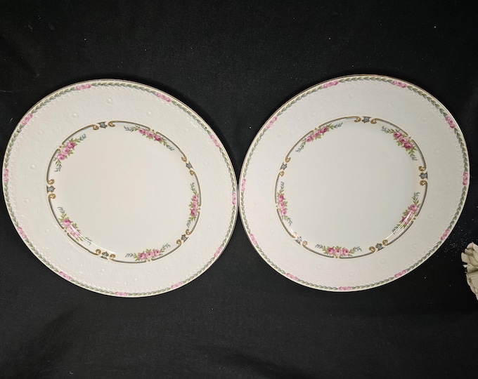 Alfred Meakin Embossed Roses 10" Dinner Plate - Circa 1907-1914 - 12 available