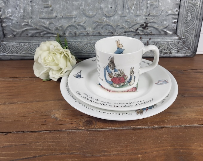 1993 Three Child Place Setting Beatrix Potter -Peter Rabbit Frederick Warne and Co - Wedgwood