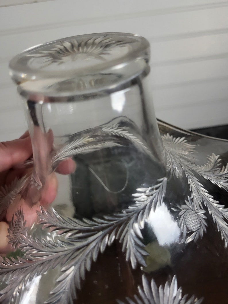 Intl. Silver Co. Fluted Glass Bowl Insert With Intricate Etsy