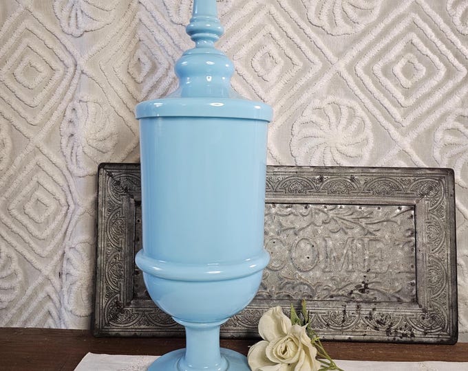 Portieux Vallerysthal French Blue Opaline 19" Apothecary Jar