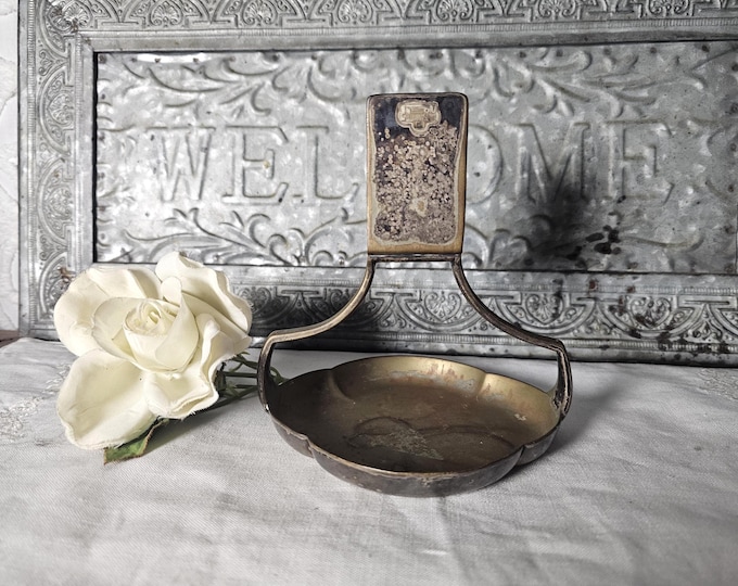 Rare German E. Hartmann Munchen Silverplate Ashtray with Match Holder