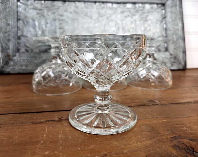 Champagne/Tall Sherbet Glasses - Waterford Clear by Anchor Hocking - Seven Available