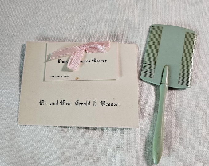 1939 Birth Announcement and Green Comb