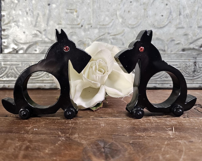 Vintage Art Deco-Style Restoration Hardware Scottie Dog Napkin Rings| Set of 2