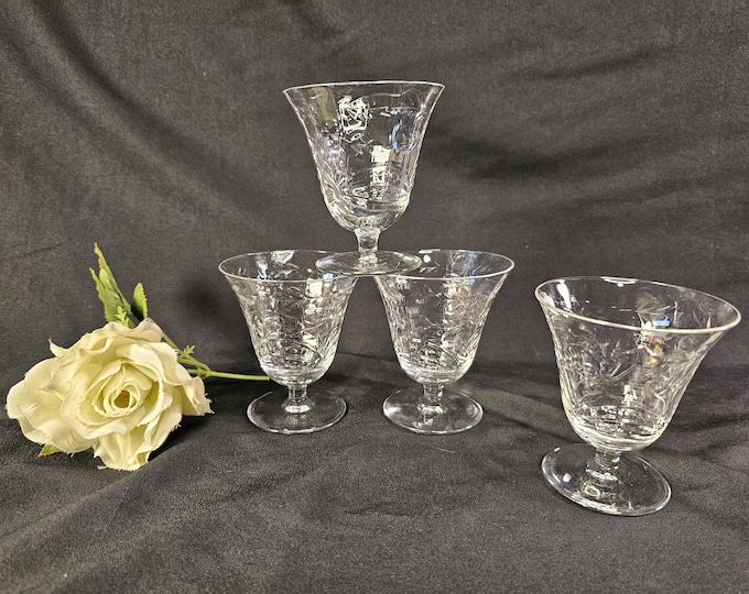 1930s-40s Baden Oyster/Fruit Cocktail Elegant Glass by Rock Sharpe Crystal - 4 Available
