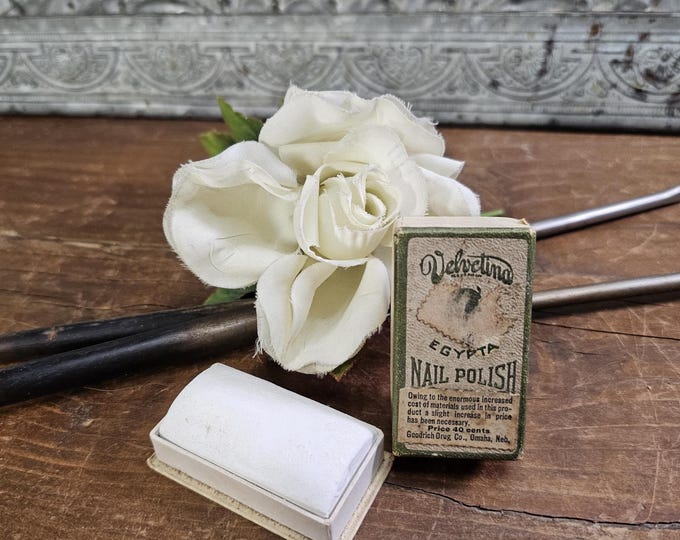 1920s Antique Velvetina Egypta Nail Polish Box from Goodrich Drug Co.