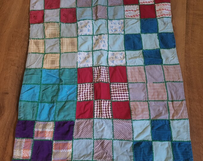 Vtg Handmade Corduroy Baby Blanket