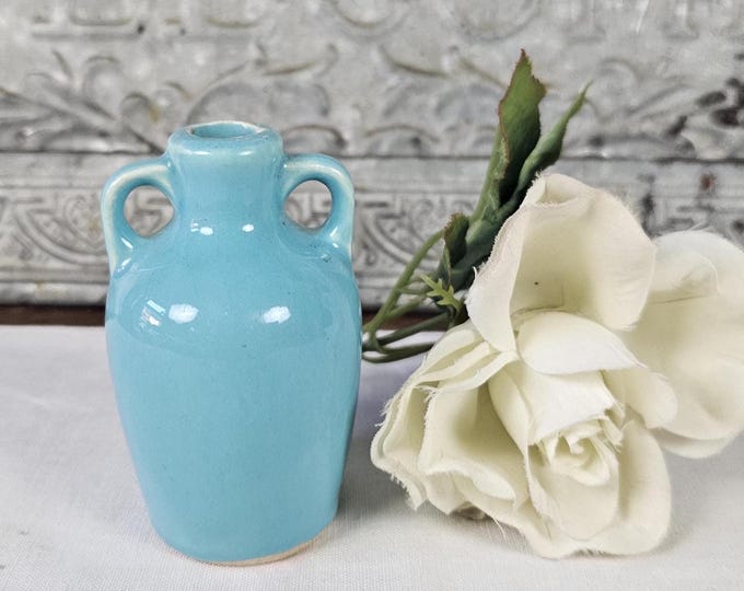 Vintage Charming Miniature 2-handled Pottery Vase