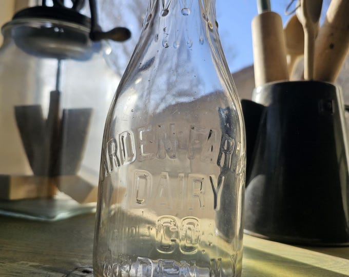 Late 1800s Arden Farms Dairy Co One Quart Milk Bottle, New York | As found