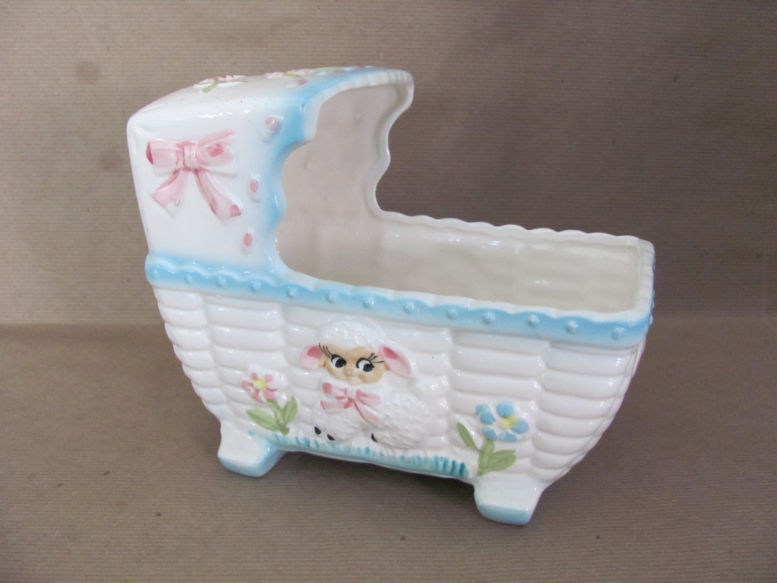 Vintage Baby Planter 1950's Rubens Ceramic Cradle Etsy