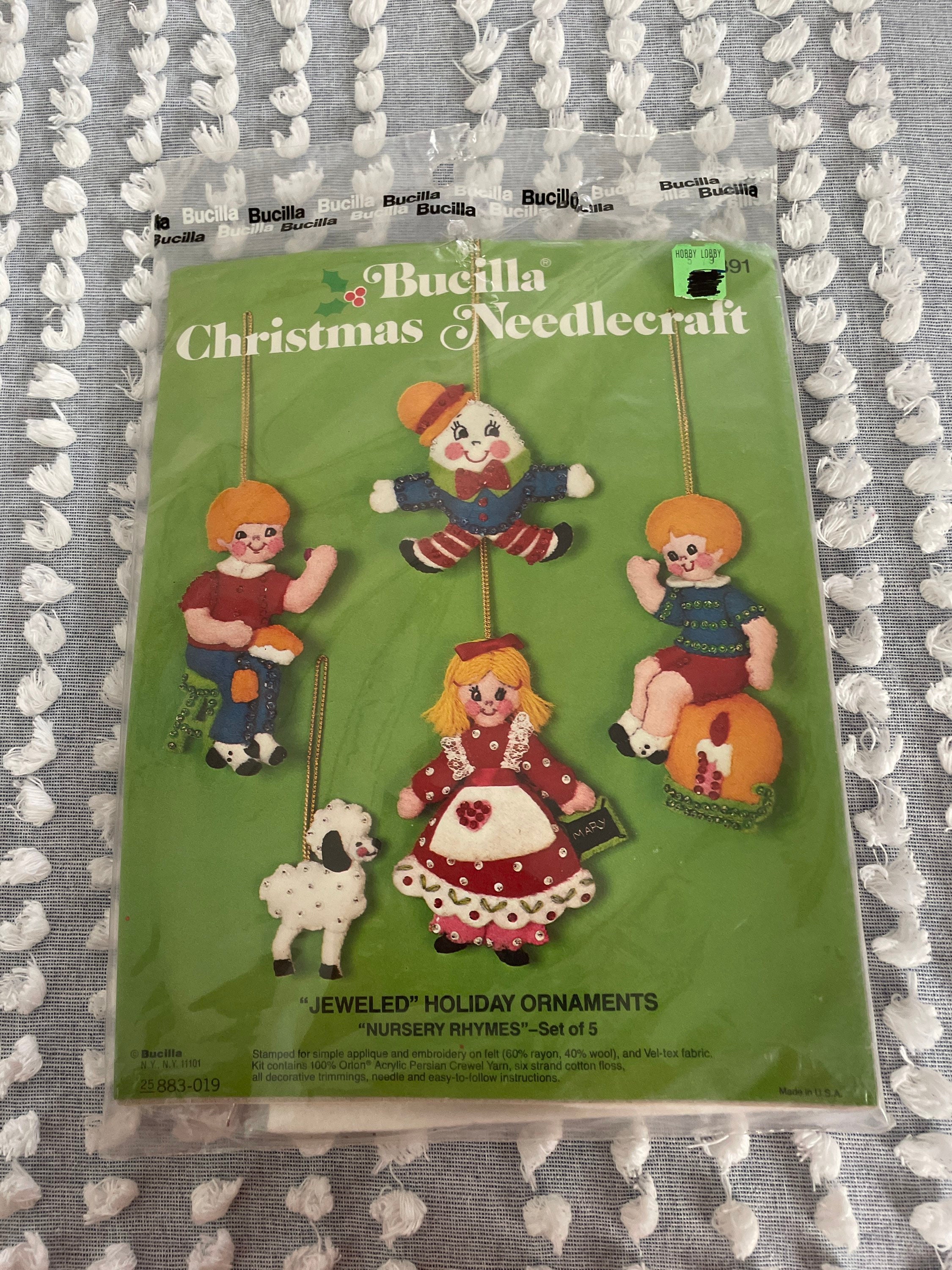 Vintage Bucilla Kit, 1970s Bucilla Jeweled Holiday Ornaments, Nursery  Rhymes Ornaments, NOS Felt Kit 3391, 1970s Christmas 