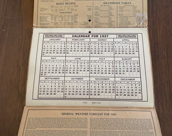 Vintage 1930's Wall Calendar, 1937 First National Bank Calendar, 1937 Birth Year, Monthly Recipes, 1930's Paper Collectibles - Etsy vintage-1930-s-wall-calendar-1937-first-national-bank-calendar-1937-birth-year-monthly-recipes-1930-s-paper-collectibles-etsy