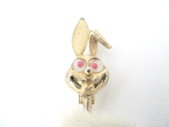 Vintage Rabbit Brooch, 1960's Fur Rabbit Brooch, … - image 2