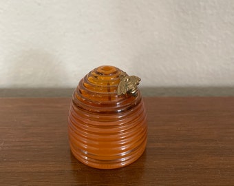 Vintage Avon Honey Bee Jar, 1970's Avon Glass Bee Hive Jar, Honey Jar, Honeysuckle Cologne, Avon Collectible Jar