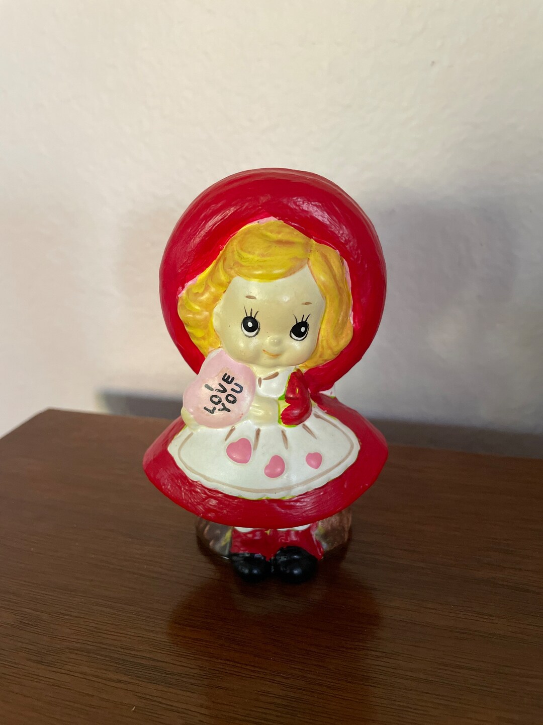 Vintage Valentine Figurine, 1970's Josef Originals Valentine Girl