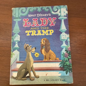 Vintage Lady and the Tramp Book, 1970&#39;s Big Golden Book, Walt Disney&#39;s Lady and the Tramp Story Book, Vintage Disney Collectible