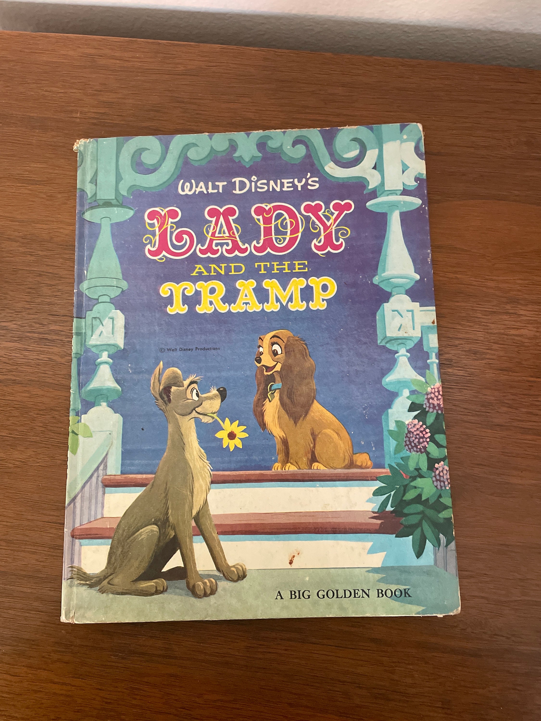 Vintage Lady and the Tramp Book, 1970's Big Golden Book, Walt