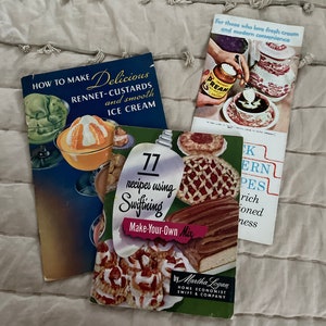 Vintage Dessert Recipe Booklets, 1950's Custard, Shortening, Creamer Recipes, Dessert Recipes, 1950's Recipes