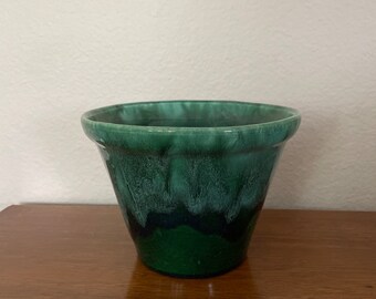 Vintage Green Planter Pot, 1960's NOS Pottery Drip Glaze Planter Pot, Mod Plant Pot, 1960's, Mid Century Decor