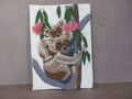 Vintage Sunset Crewel Picture, 1970's Jiffy Stitchery Koala and Cub Crewel Canvas, Finished Crewel, Koala Picture, Unframed, 1970's Decor