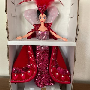 Vintage Bob Mackie Barbie Doll, 1990&#39;s Queen of Hearts Barbie, Bob Mackie Designed Fashion, NRFB Collectible Barbie New In Box