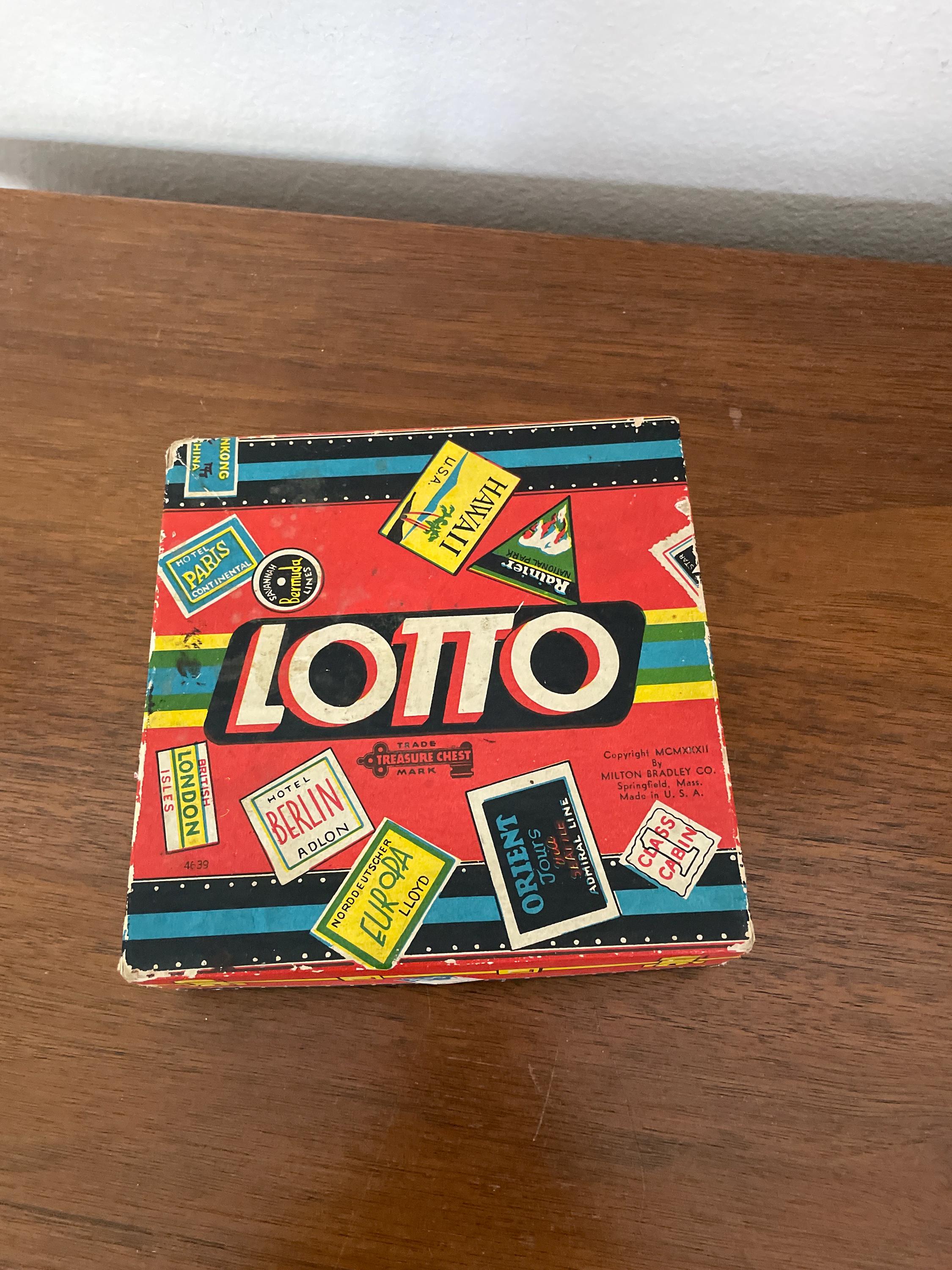 Vintage Lotto Game, 1930's Milton Bradley Lotto Game, Original Box