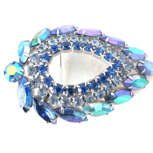 Vintage Blue Rhinestone Brooch, 1960&#39;s Blue Lagoon Brooch, Juliana, Sarah Coventry Brooch, Pin, 1960&#39;s Brooch, Jewelry