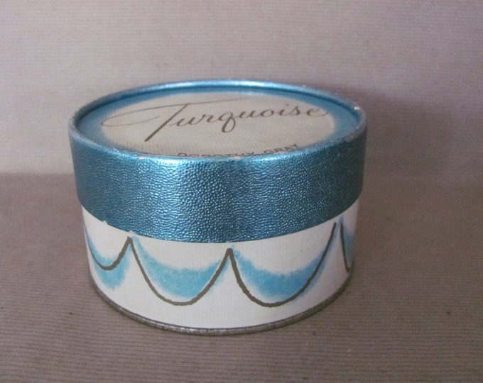 Vintage Dusting Powder Box Trinket Box 1960's Turquoise Etsy