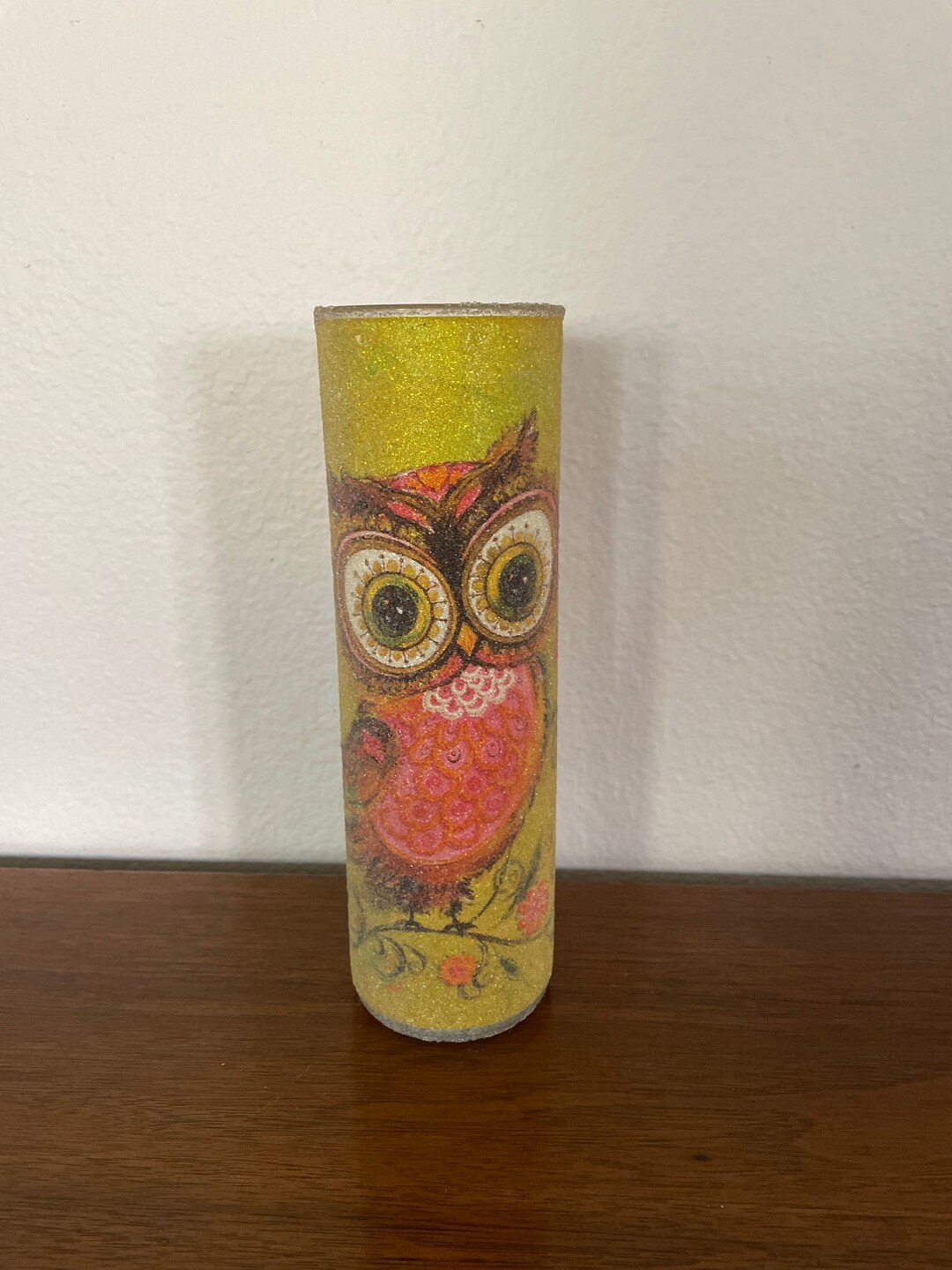 Vintage Owl Candle Jar Holder 1970's Sugared Glass Owl Etsy