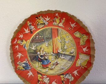 Vintage Christmas Bowl, 1960's Cardboard Christmas Candy Bowl, West