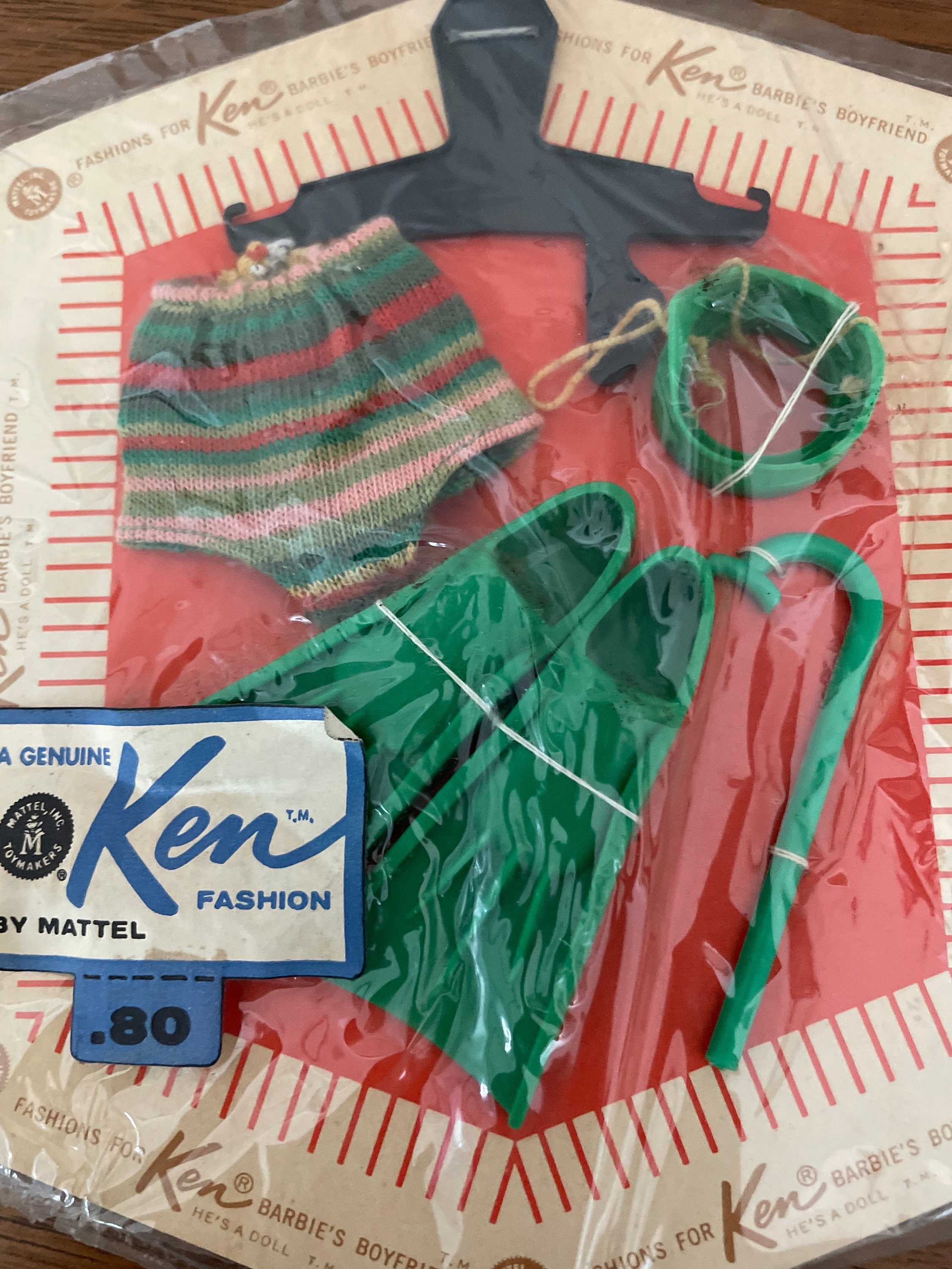Vintage NOS Ken Diving Set, 1960's Ken Snorkel Gear Pak, Accessory