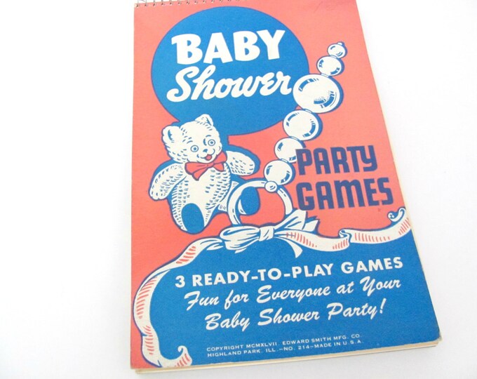 Vintage Baby Shower Game Book, 1940's Baby Shower Party Games Booklet