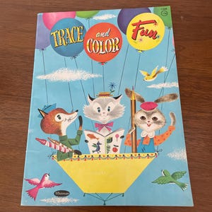 Vintage Kids Coloring Book, 1950&#39;s Whitman Trace and Color Fun, Children Coloring Books, Used