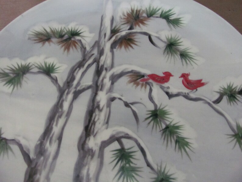 Vintage Christmas Plate, 1970's Ucagco Hashimura Winter Scene, Snowy ...