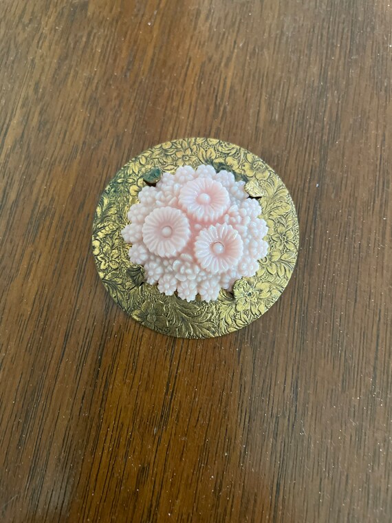 Vintage Pink Flower Brooch, 1950's Pink Flower Brooch… Gem