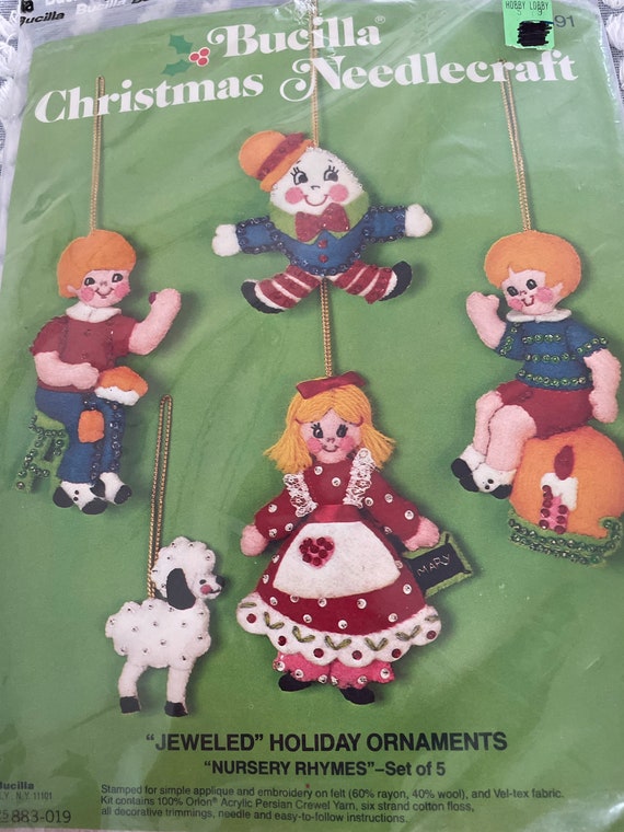 Vintage Bucilla Kit, 1970s Bucilla Jeweled Holiday Ornaments, Nursery  Rhymes Ornaments, NOS Felt Kit 3391, 1970s Christmas -  Denmark