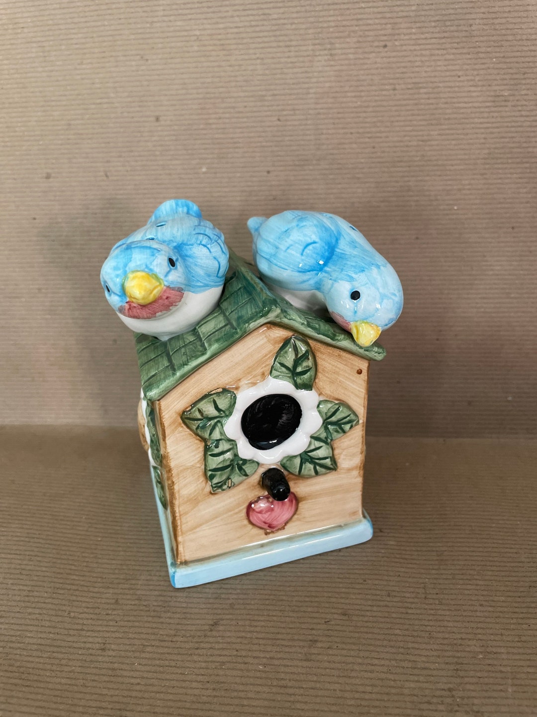 Vintage Bluebird Salt and Pepper Shakers, Alco Ceramic Bluebird Salt